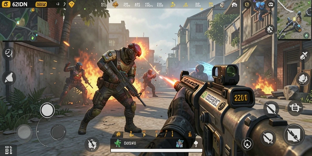 Tampilan seru dari gameplay 62IDN yang menantang.