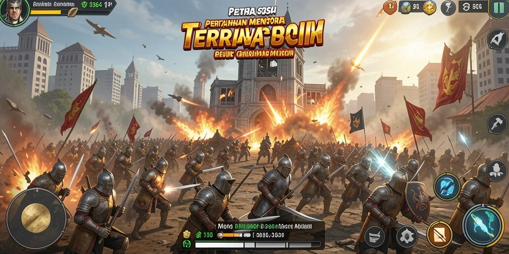 Screenshot gameplay <strong>8364</strong> menampilkan pertarungan seru melawan gelombang musuh.