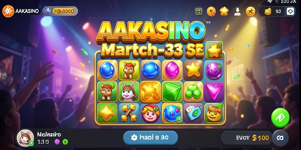Tampilan gameplay menarik AAKASINO dengan elemen Match-3 yang seru.