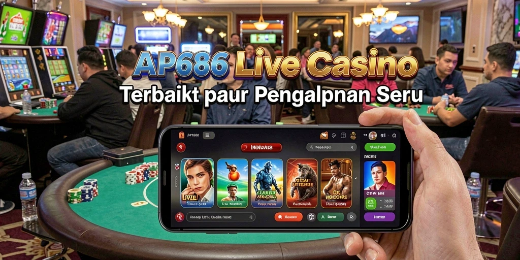 Tampilan gameplay seru di AP686 dengan dealer langsung dan interaksi nyata.