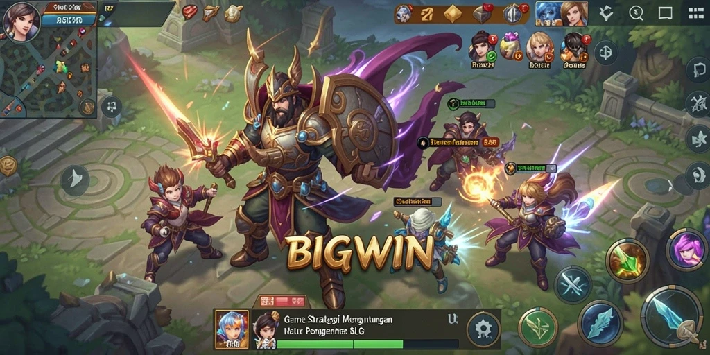 Screenshot gameplay <strong>BIGWIN</strong> menunjukkan pertempuran strategi yang mendebarkan.