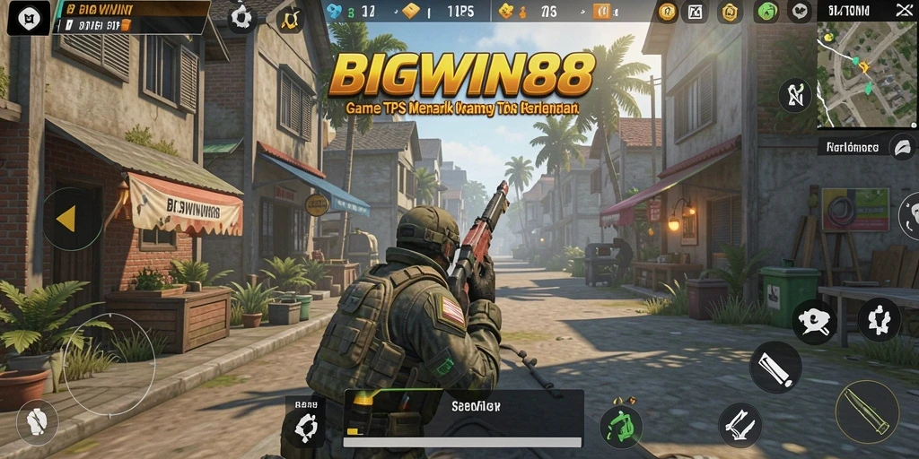 Screenshot utama BIGWIN88 menampilkan pertarungan seru di arena TPS.