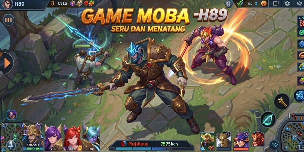Screenshot H89 menampilkan aksi pertempuran seru di arena MOBA.