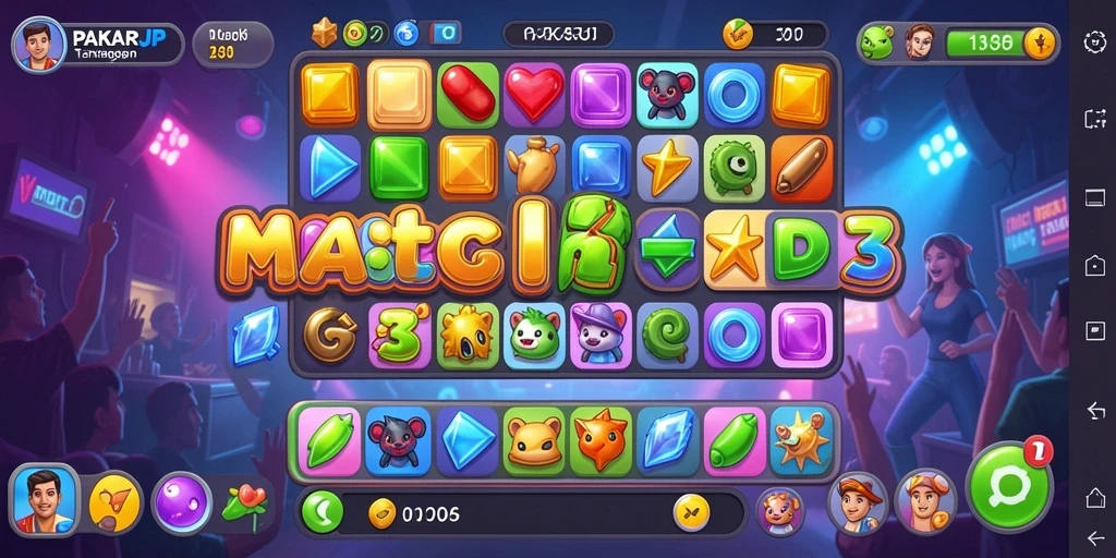 Screenshot menunjukkan gameplay seru permainan Match-3.