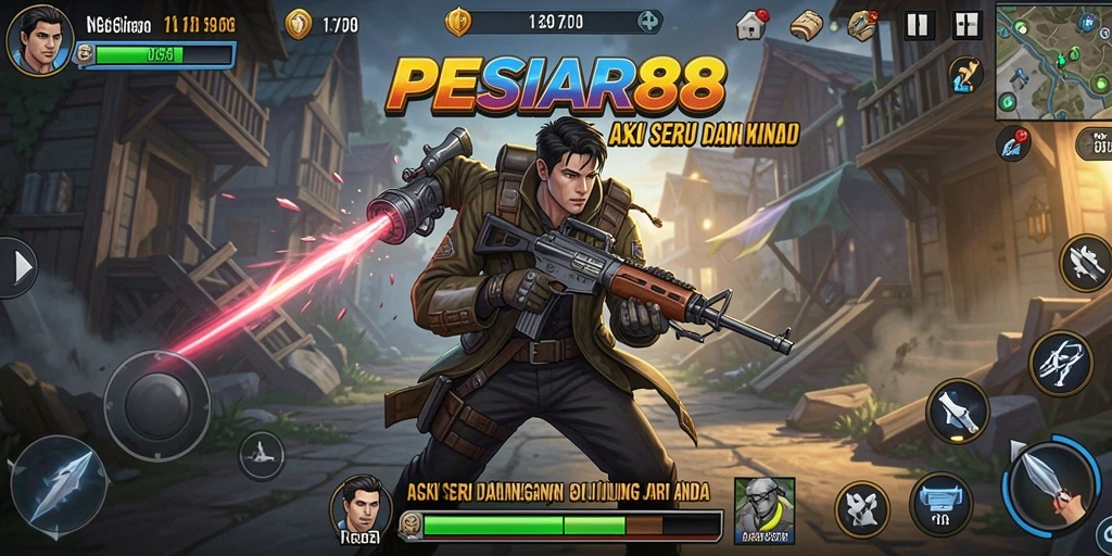 Tampilan screenshot utama PESIAR88 menampilkan pertarungan aksi yang intens.