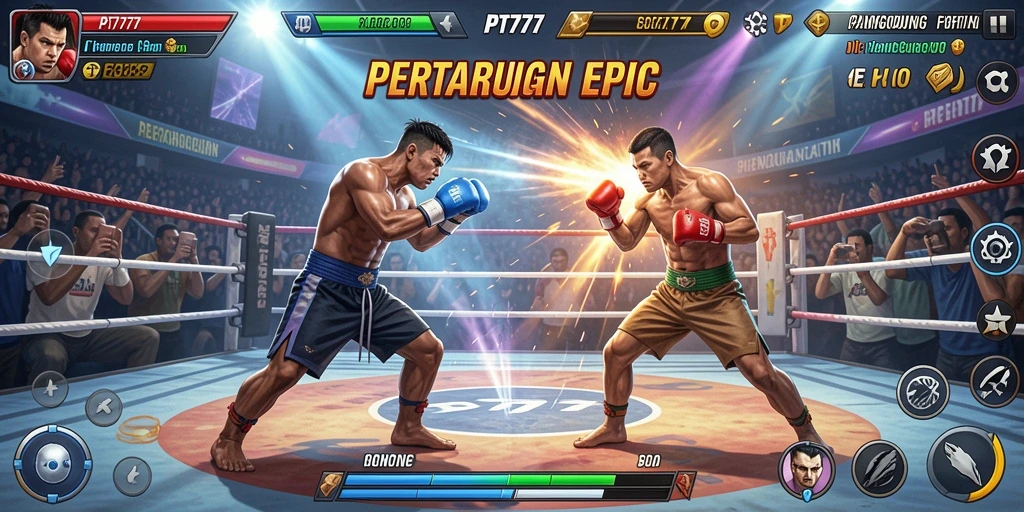 Gameplay seru di PT777 menunjukkan aksi pertarungan yang mendebarkan.