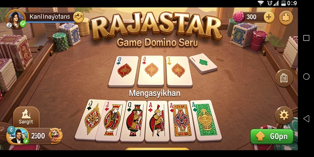 Tampilan seru dari gameplay Domino di RAJASTAR.