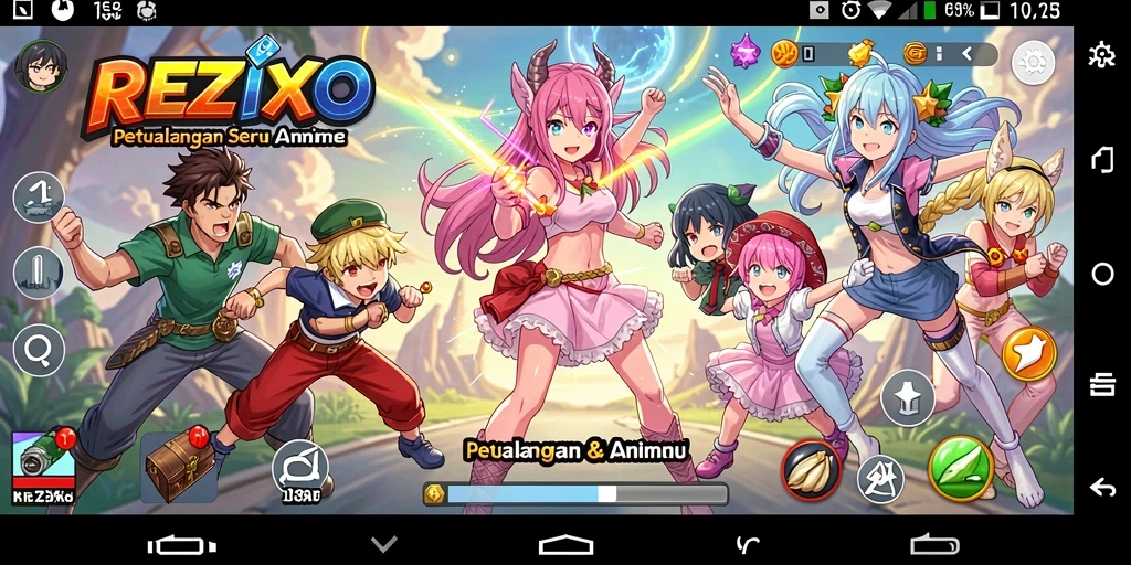 Tampilan gameplay seru dan karakter anime yang memikat.