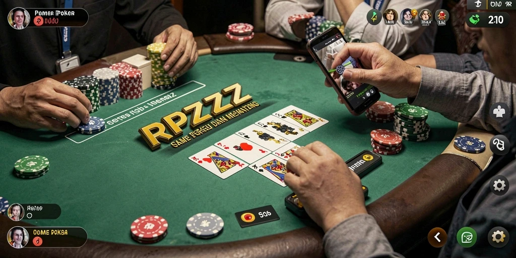 Tampilan gameplay menarik dari RPZZZ yang menampilkan aksi poker yang seru.