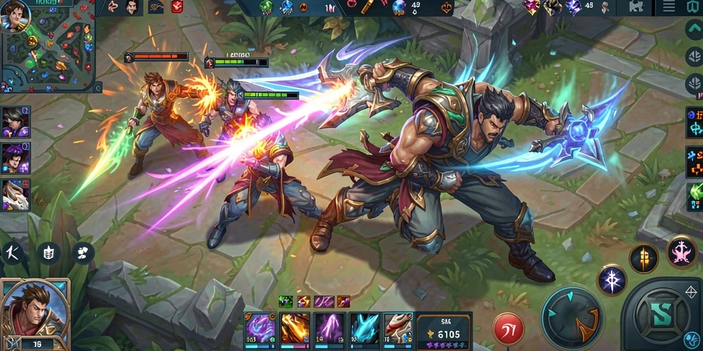 Gameplay seru di arena pertarungan MOBA.