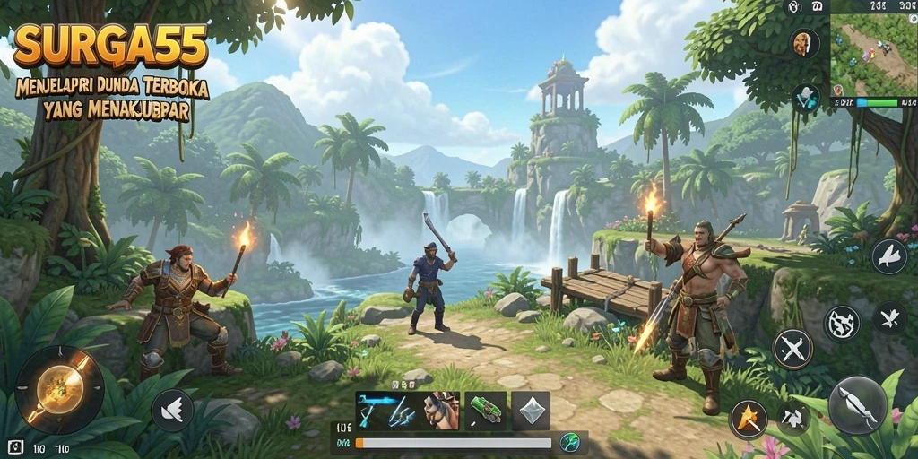 Gameplay dinamis SURGA55 dalam dunia terbuka yang luas.