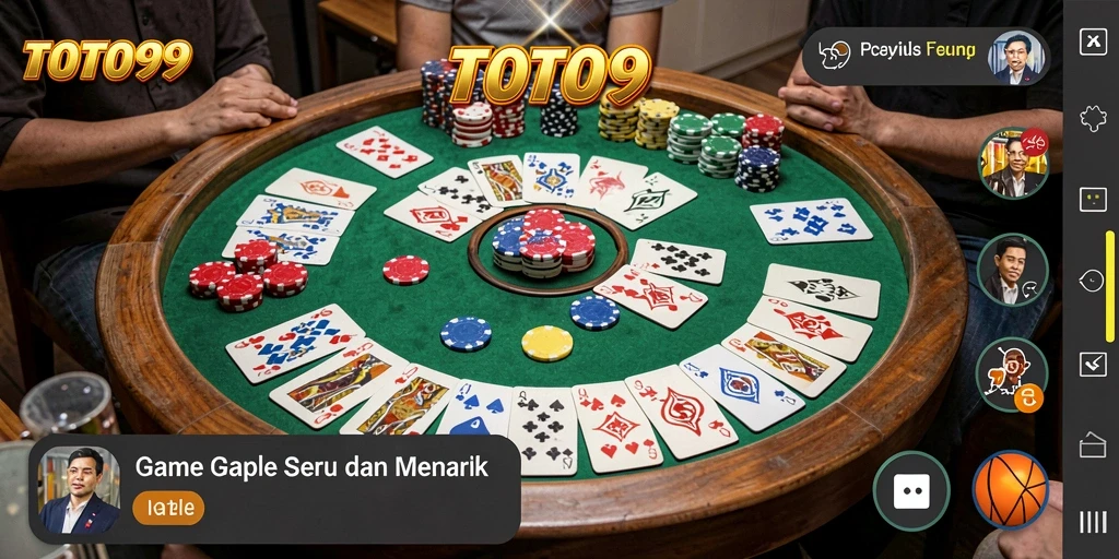 Tampilan gameplay Gaple yang seru dan interaktif di TOTO99.