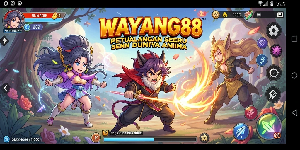 Screenshot utama WAYANG88 dengan karakter dan pertarungan yang menarik.