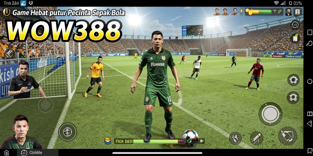 Tampilan gameplay WOW388 yang penuh aksi dan strategi sepak bola.